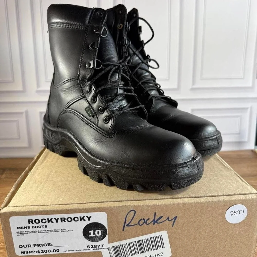 Rocky boots men's size 10 wide black leather lace up boots